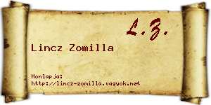 Lincz Zomilla névjegykártya